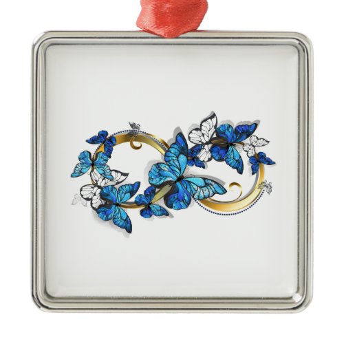 Symbol Infinity of Blue Morpho Butterflies Metal Ornament