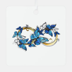 Symbol Infinity of Blue Morpho Butterflies Metal Ornament