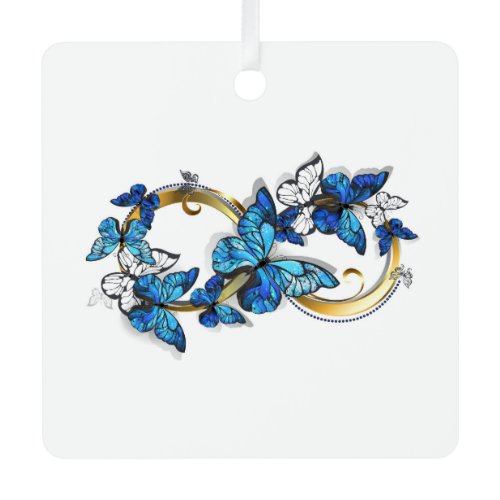 Symbol Infinity of Blue Morpho Butterflies Metal Ornament