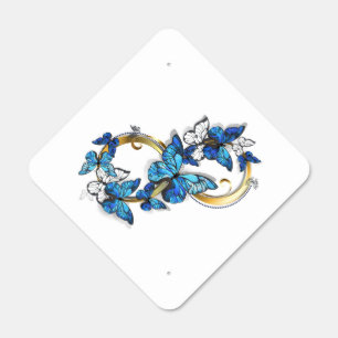 Symbol Infinity of Blue Morpho Butterflies Metal Sign