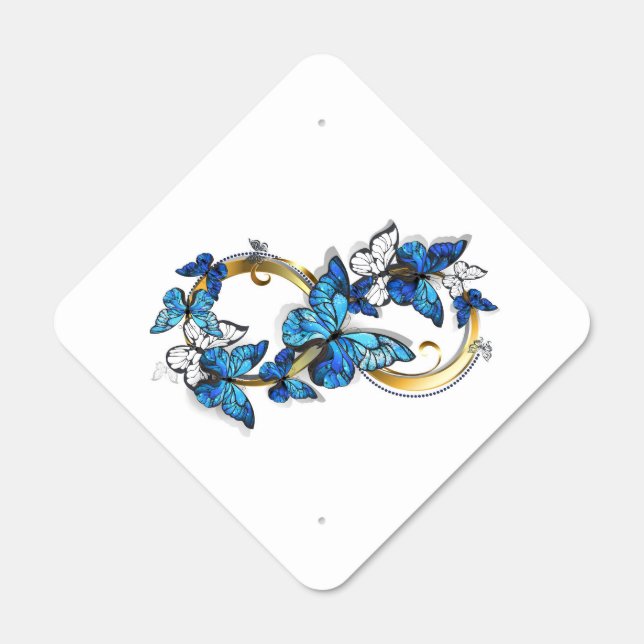 Symbol Infinity of Blue Morpho Butterflies Metal Sign (Front)