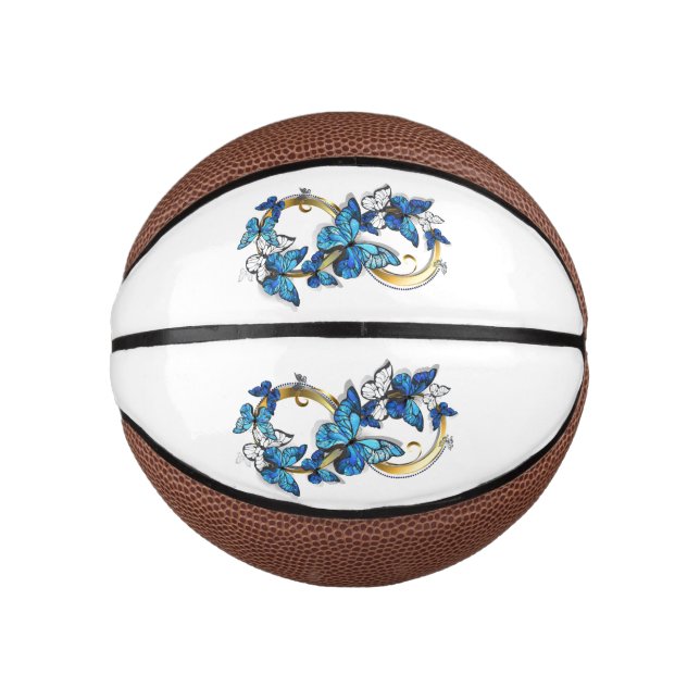 Symbol Infinity of Blue Morpho Butterflies Mini Basketball (Front)