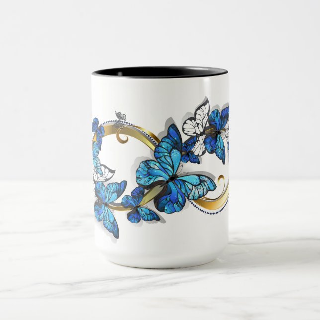 Symbol Infinity of Blue Morpho Butterflies Mug (Center)
