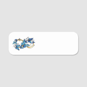 Symbol Infinity of Blue Morpho Butterflies Name Tag