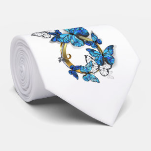 Symbol Infinity of Blue Morpho Butterflies Neck Tie