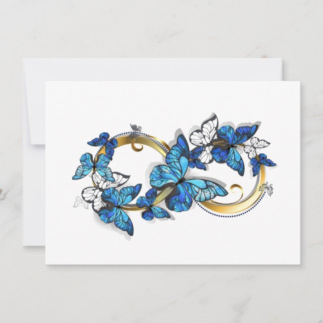 Symbol Infinity of Blue Morpho Butterflies Note Card (Front)