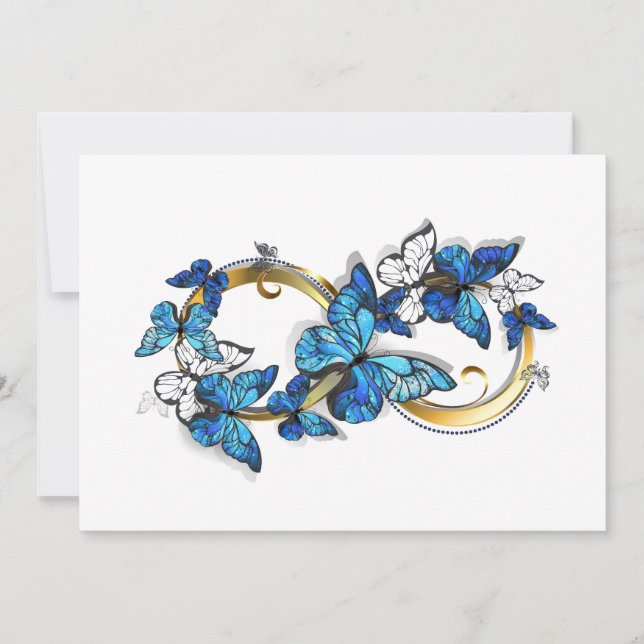 Symbol Infinity of Blue Morpho Butterflies Note Card (Front)