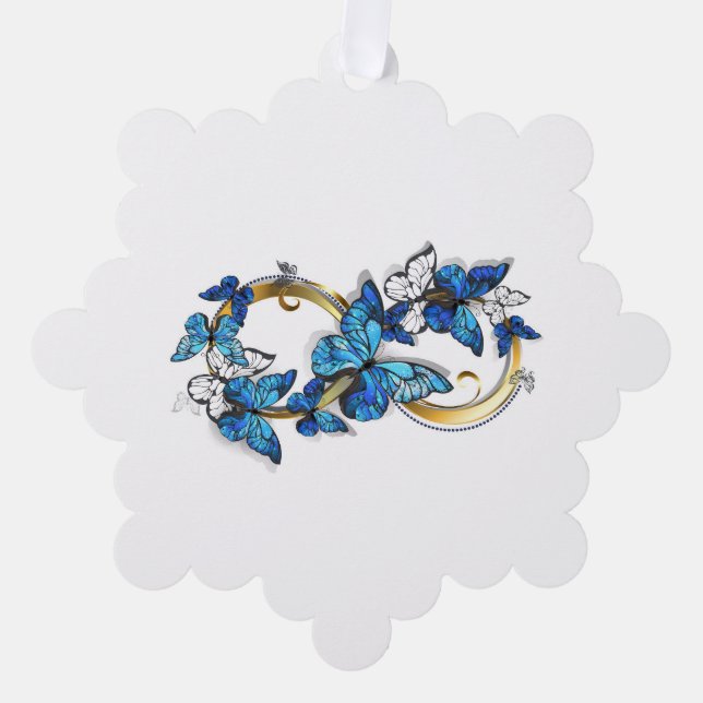 Symbol Infinity of Blue Morpho Butterflies Ornament Card (Front)