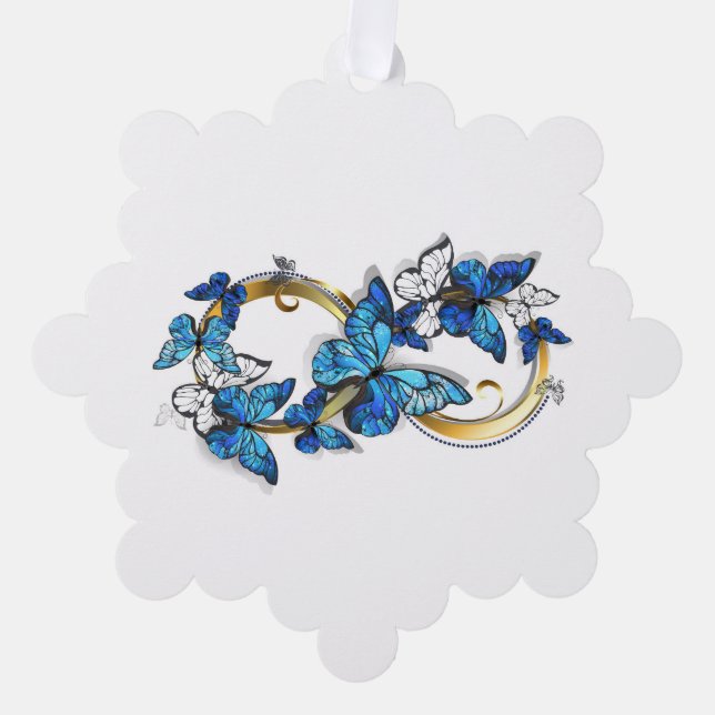 Symbol Infinity of Blue Morpho Butterflies Ornament Card (Front)