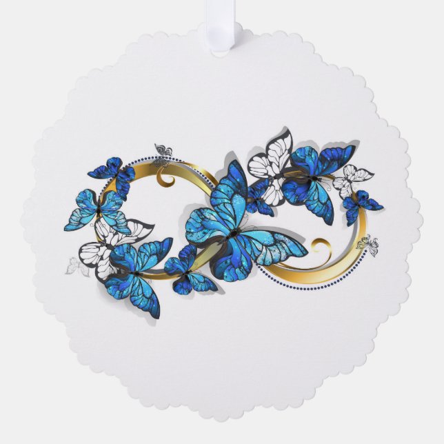 Symbol Infinity of Blue Morpho Butterflies Ornament Card (Front)