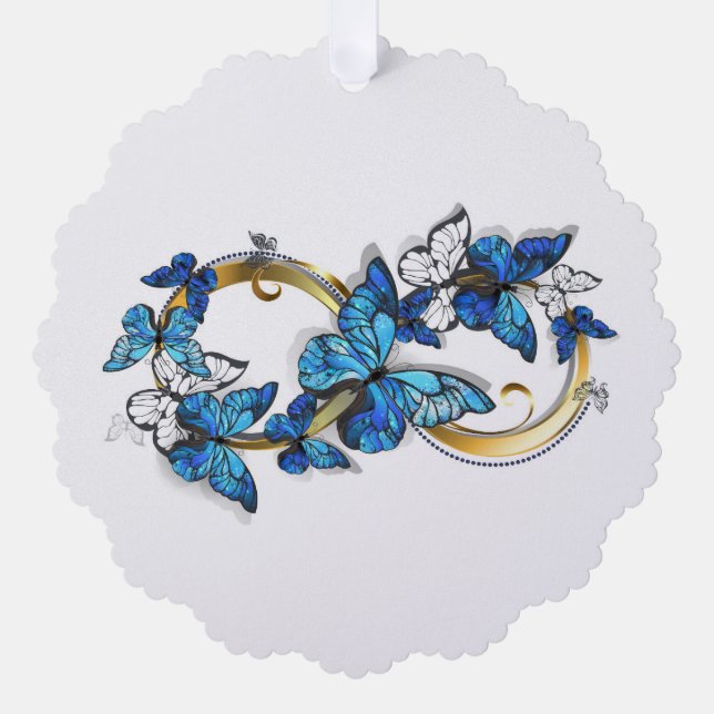 Symbol Infinity of Blue Morpho Butterflies Ornament Card (Front)