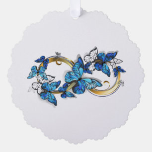Symbol Infinity of Blue Morpho Butterflies Ornament Card