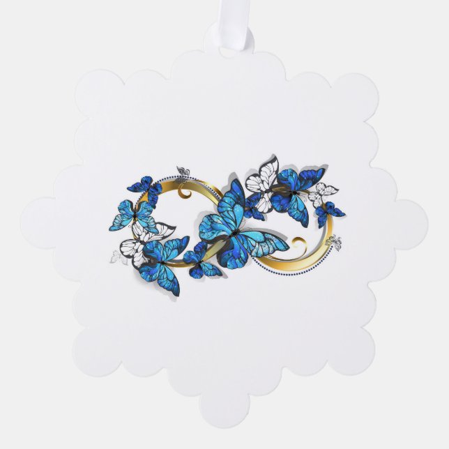 Symbol Infinity of Blue Morpho Butterflies Ornament Card (Front)