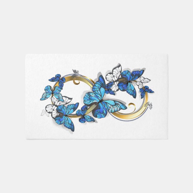 Symbol Infinity of Blue Morpho Butterflies Outdoor Rug (Front)