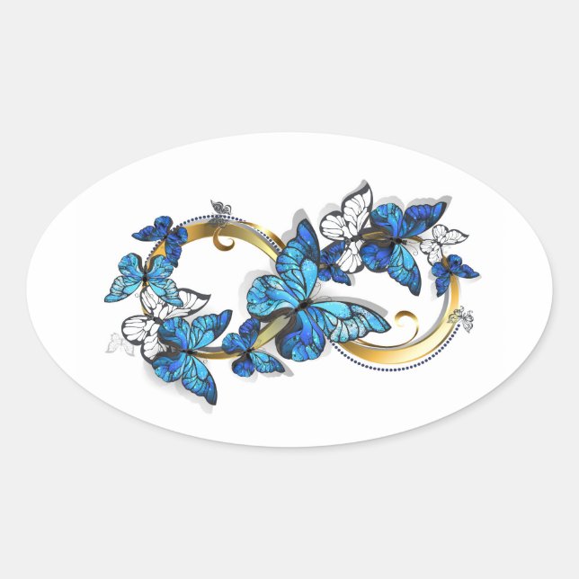 Symbol Infinity of Blue Morpho Butterflies Oval Sticker (Front)