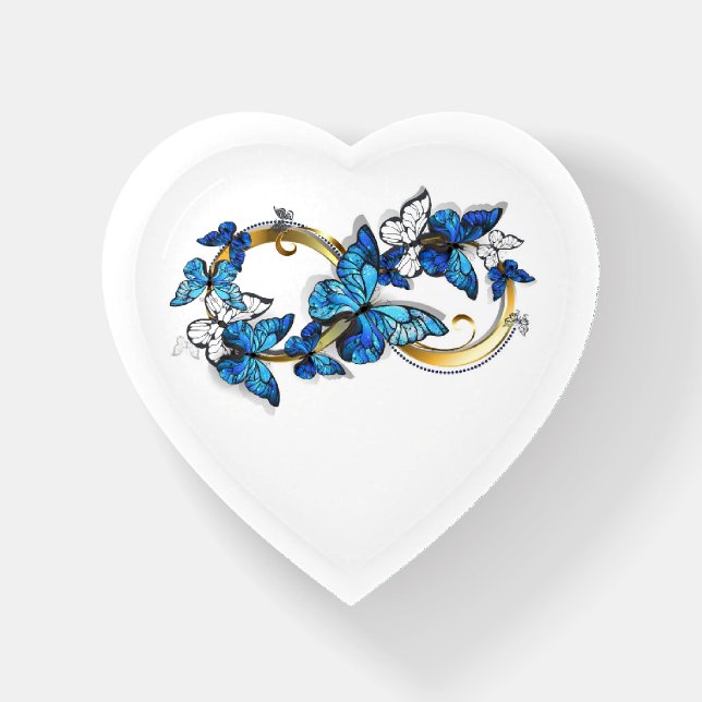 Symbol Infinity of Blue Morpho Butterflies Paperweight (Front)