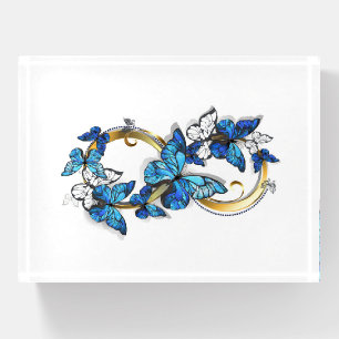Symbol Infinity of Blue Morpho Butterflies Paperweight