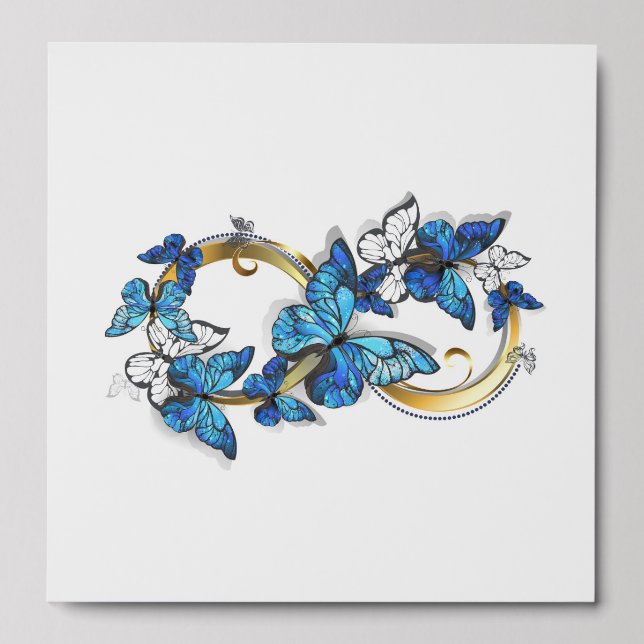 Symbol Infinity of Blue Morpho Butterflies Peel And Stick Photo Tile (Front Set)