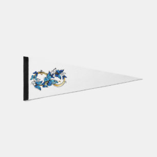 Symbol Infinity of Blue Morpho Butterflies Pennant Flag