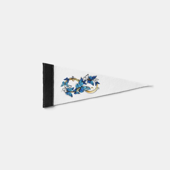 Symbol Infinity of Blue Morpho Butterflies Pennant Flag (Front)