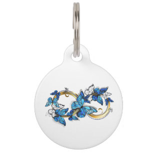 Symbol Infinity of Blue Morpho Butterflies Pet ID Tag