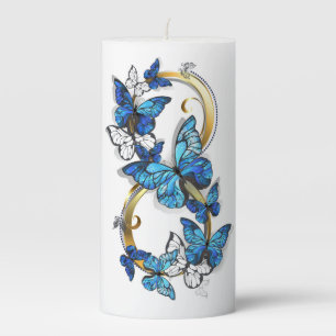 Symbol Infinity of Blue Morpho Butterflies Pillar Candle