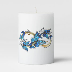 Symbol Infinity of Blue Morpho Butterflies Pillar Candle