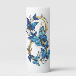 Symbol Infinity of Blue Morpho Butterflies Pillar Candle