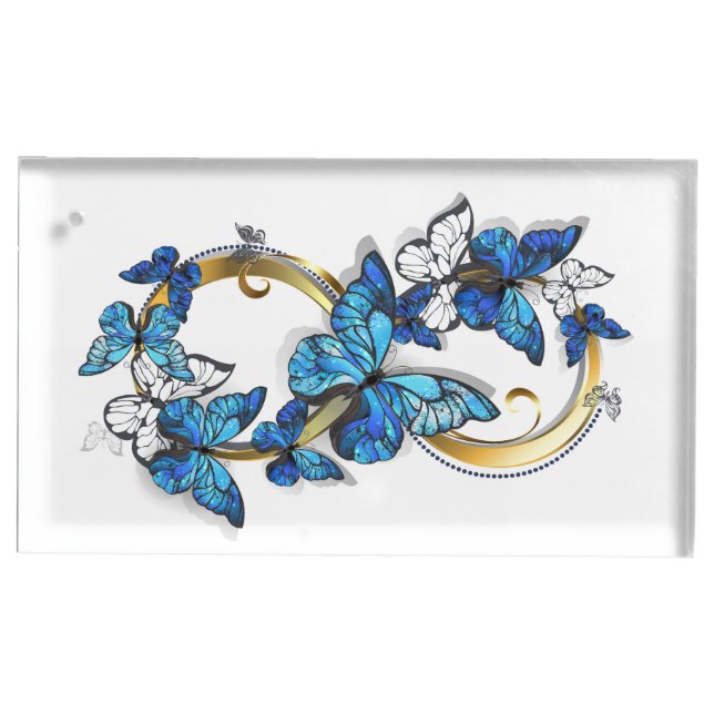 Symbol Infinity of Blue Morpho Butterflies Place Card Holder (Front)
