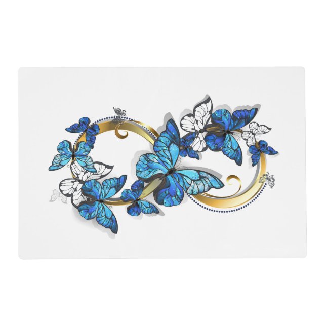 Symbol Infinity of Blue Morpho Butterflies Placemat (Front)