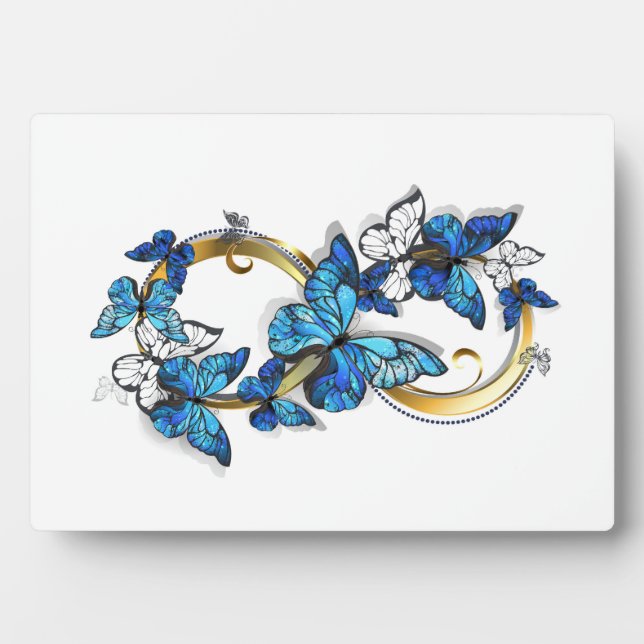 Symbol Infinity of Blue Morpho Butterflies Plaque (Front)