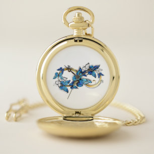 Symbol Infinity of Blue Morpho Butterflies Pocket Watch