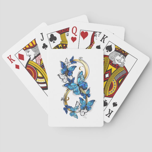 Symbol Infinity of Blue Morpho Butterflies Poker Cards (Back)