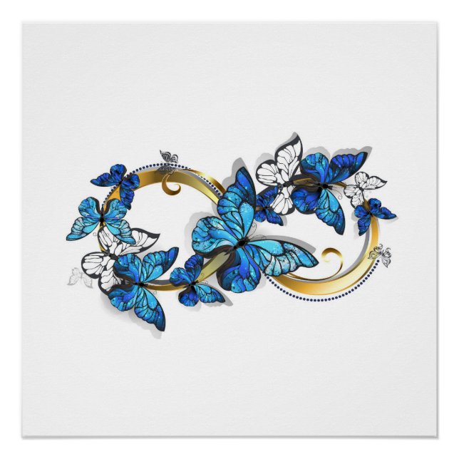 Symbol Infinity of Blue Morpho Butterflies Poster (Front)