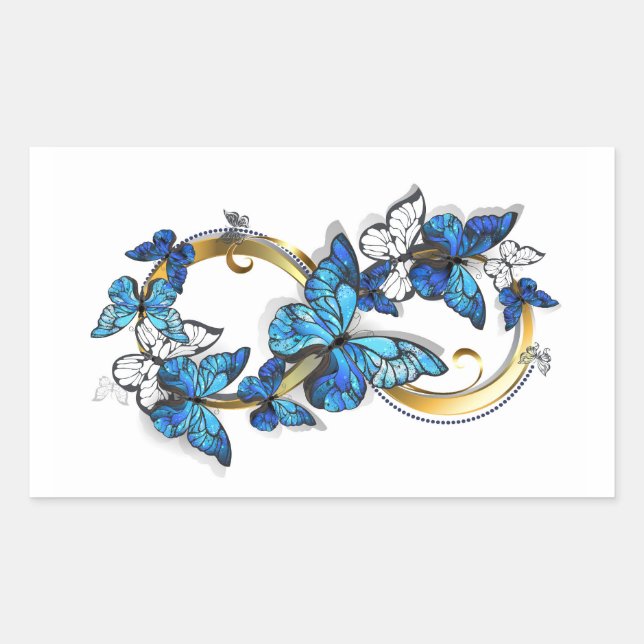 Symbol Infinity of Blue Morpho Butterflies Rectangular Sticker (Front)