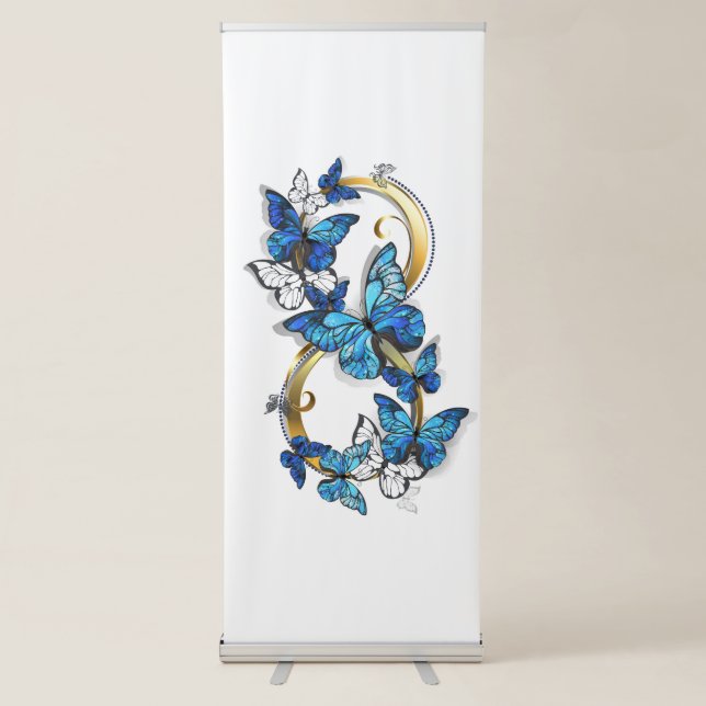Symbol Infinity of Blue Morpho Butterflies Retractable Banner (Front)