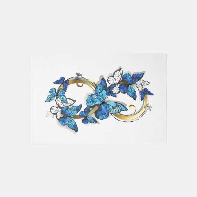 Symbol Infinity of Blue Morpho Butterflies Rug (Front)
