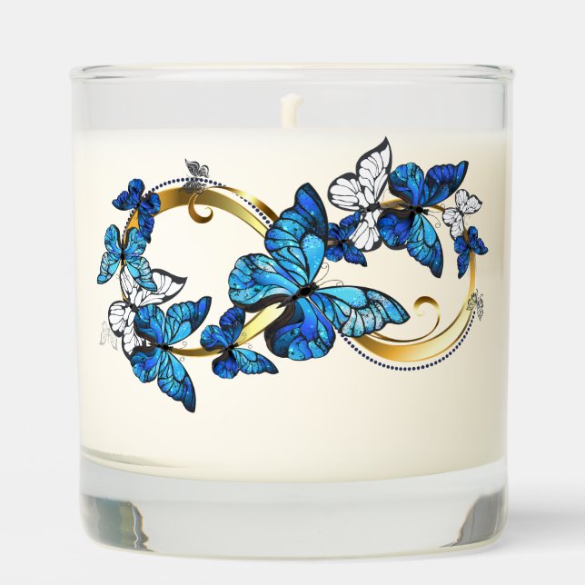 Symbol Infinity of Blue Morpho Butterflies Scented Candle (Front)