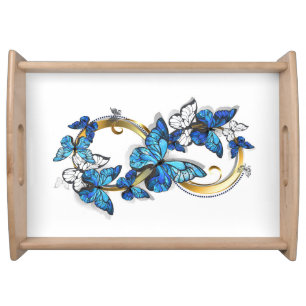 Symbol Infinity of Blue Morpho Butterflies Serving Tray