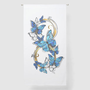 Symbol Infinity of Blue Morpho Butterflies Sheer Curtains