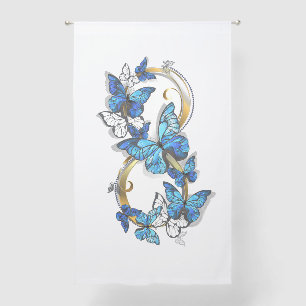 Symbol Infinity of Blue Morpho Butterflies Sheer Curtains
