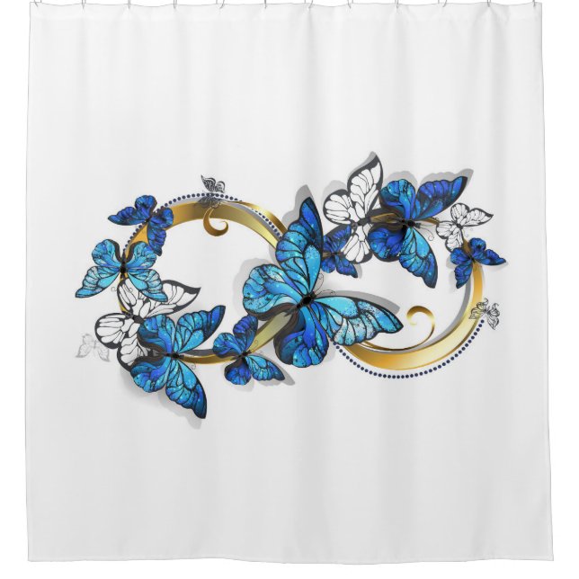 Symbol Infinity of Blue Morpho Butterflies Shower Curtain (Front)