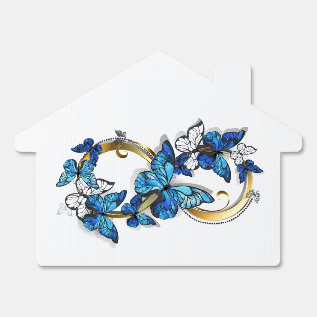 Symbol Infinity of Blue Morpho Butterflies Sign (Front)