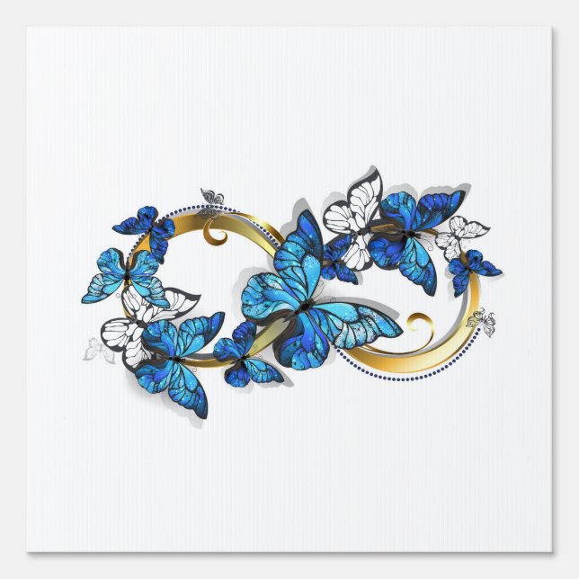 Symbol Infinity of Blue Morpho Butterflies Sign (Front)