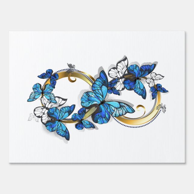 Symbol Infinity of Blue Morpho Butterflies Sign (Front)