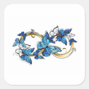 Symbol Infinity of Blue Morpho Butterflies Square Sticker