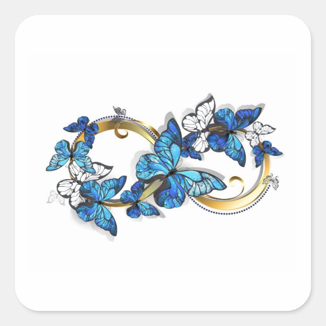 Symbol Infinity of Blue Morpho Butterflies Square Sticker (Front)