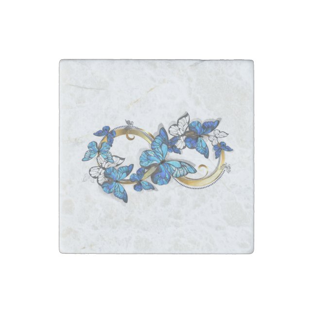 Symbol Infinity of Blue Morpho Butterflies Stone Magnet (Front)