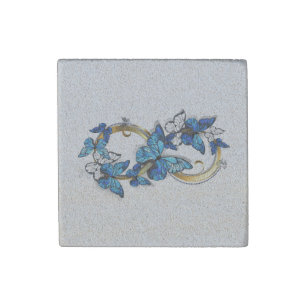 Symbol Infinity of Blue Morpho Butterflies Stone Magnet
