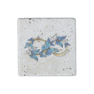 Symbol Infinity of Blue Morpho Butterflies Stone Magnet